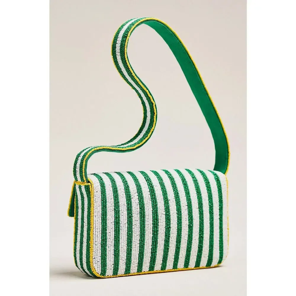 nwt ANTHROPOLOGIE The Fiona Beaded Bag: Food Icon Edition Banana Motif